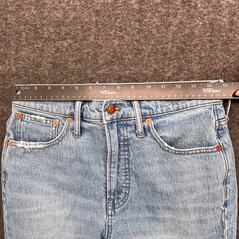 Madewell Perfect Vintage Jeans Light Wash Ripped Knee High Rise Straight Leg 28 - Picture 10 of 13